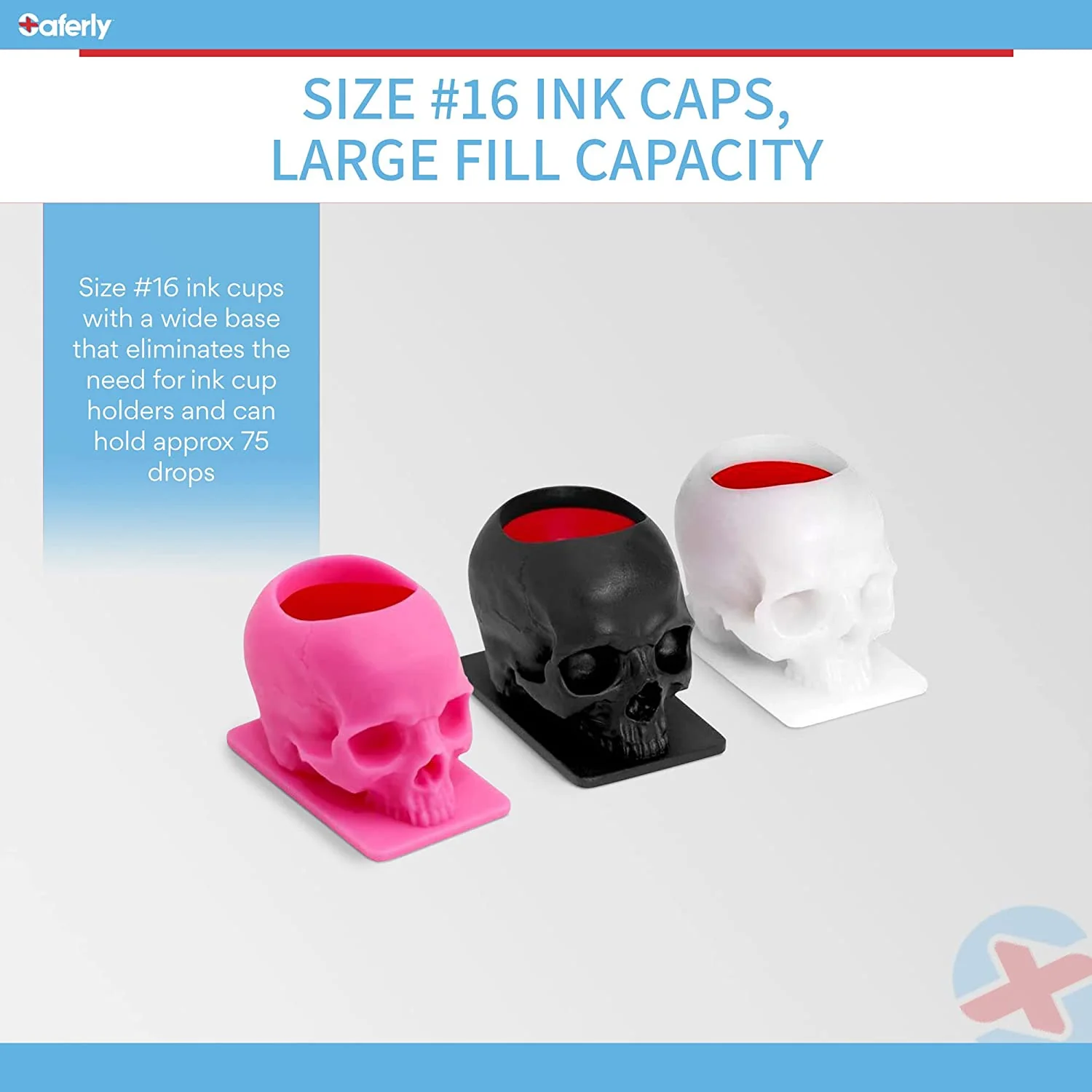 Saferly Skull Ink Caps — Size #16 (Large) — Bag of 200 - Image 8