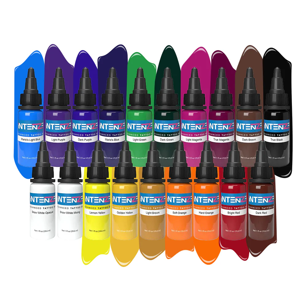 Basic 2oz Color Set - Intenze Tattoo Ink - 19 Bottles