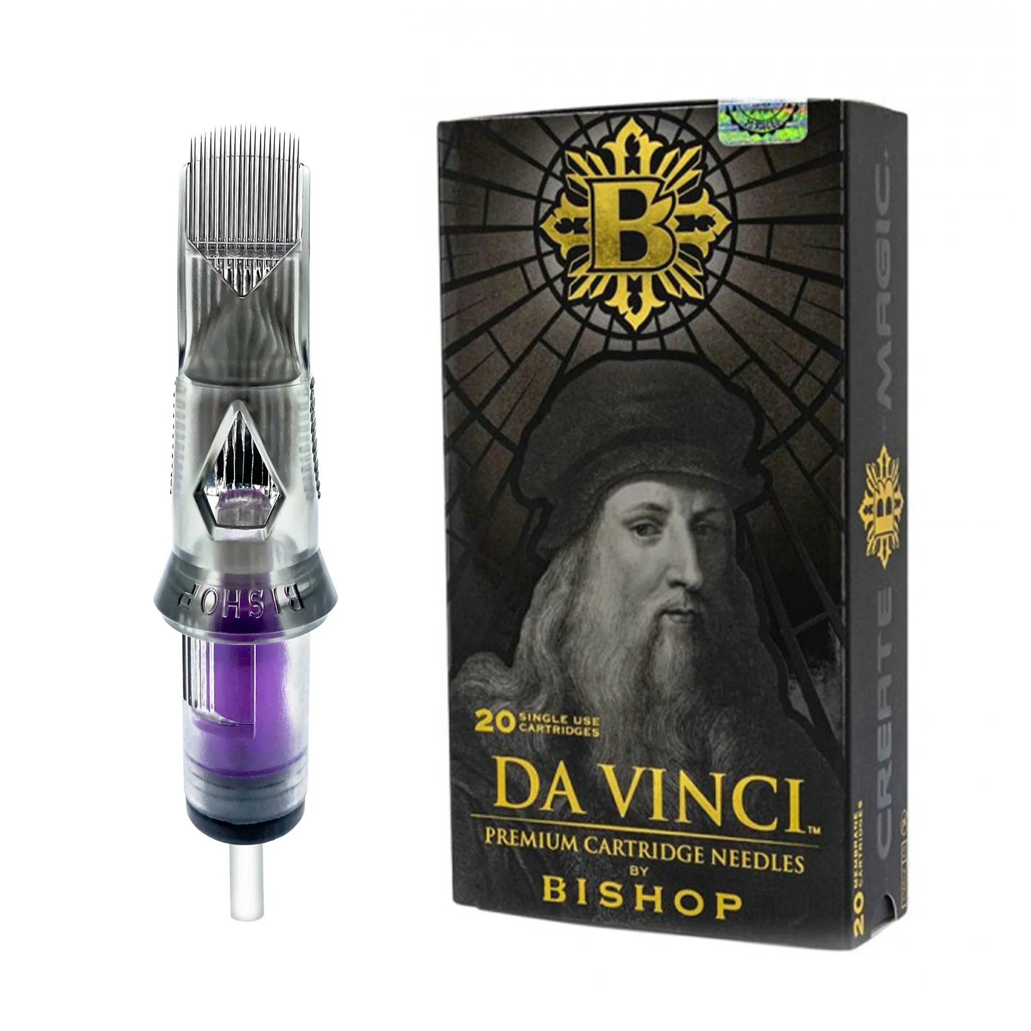 Bishop Da Vinci V2 Tattoo Cartridge Needles — Round Shaders — Box of 20