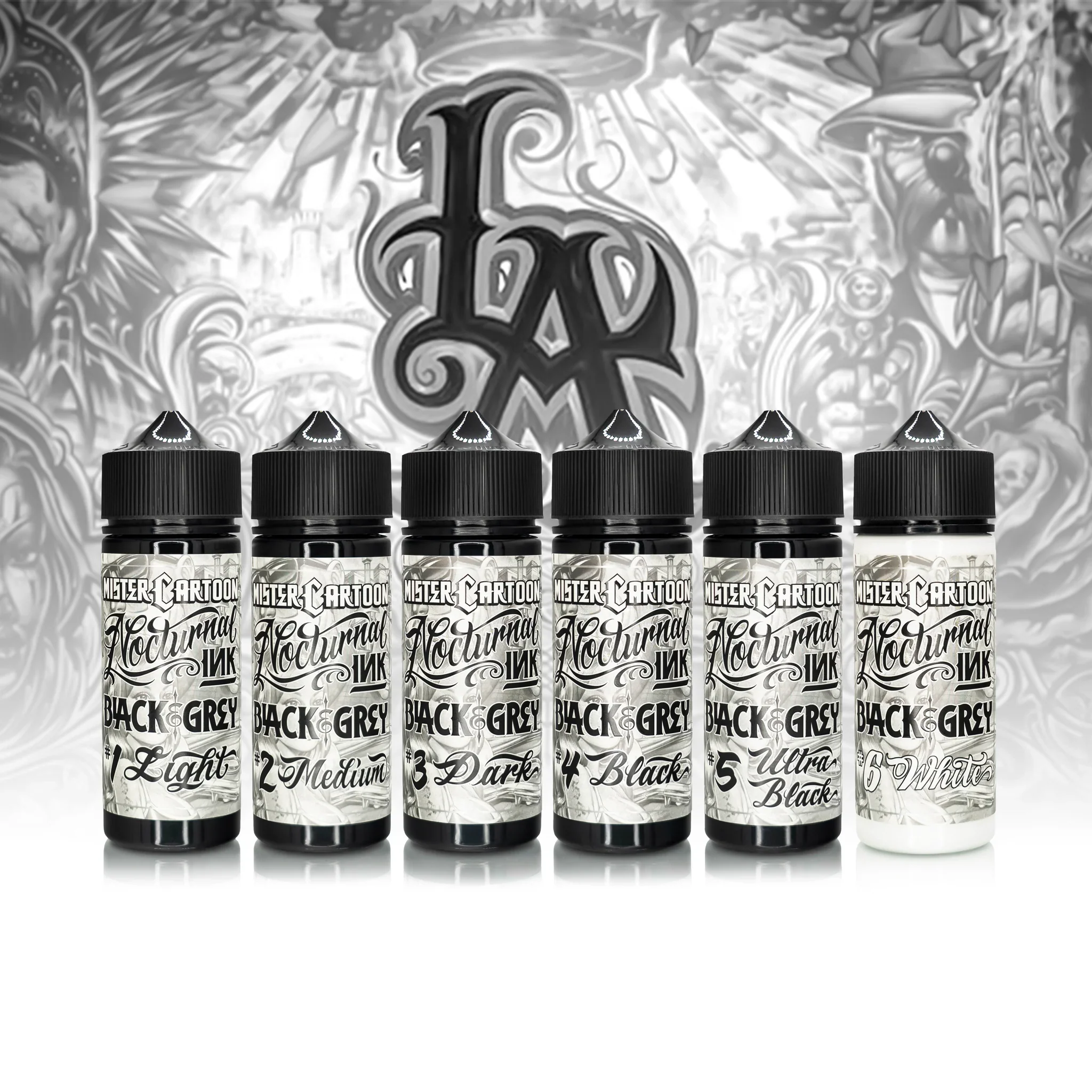 Bishop x Mister Cartoon Ink Set — Eternal Tattoo Ink — 6 4oz Bottles - Image 2