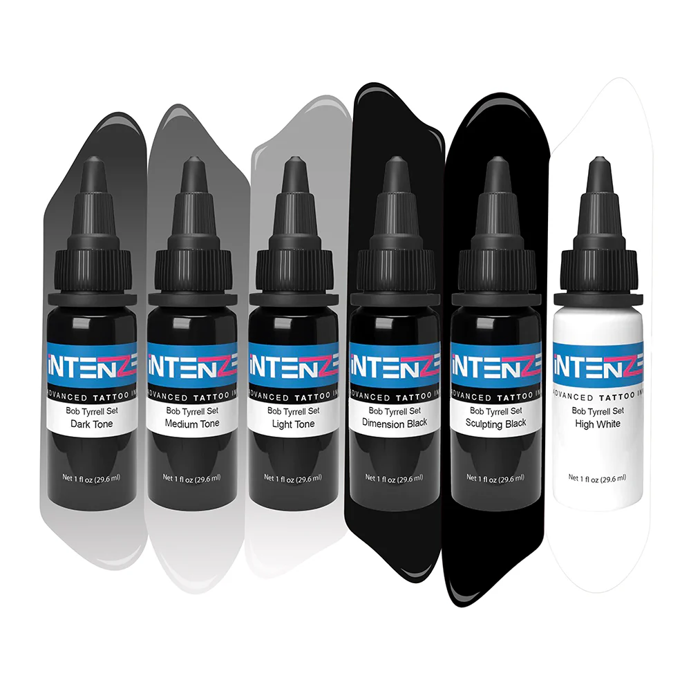 Bob Tyrrell Advanced Black and Gray Formula Set — Intenze Tattoo Ink — 6 Bottles