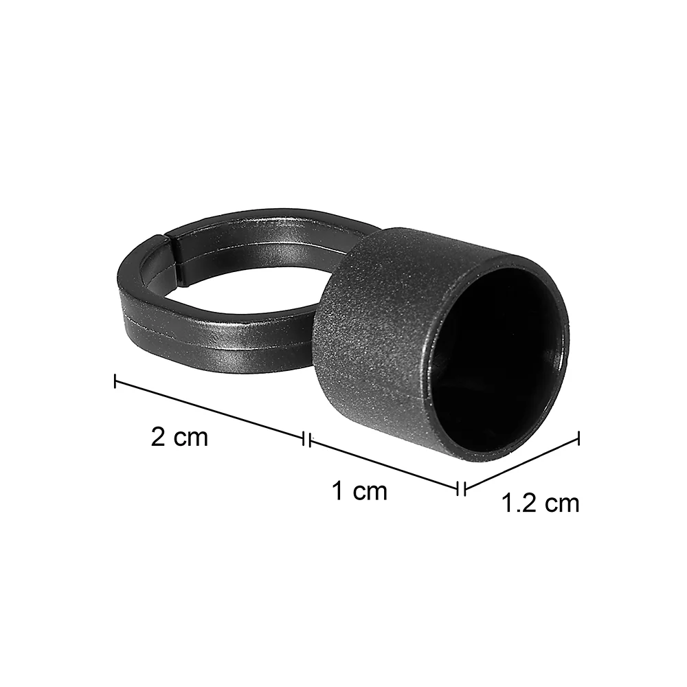 Cosmetic Ink Cup Holder Finger Ring — Black — Bag of 50 - Image 2