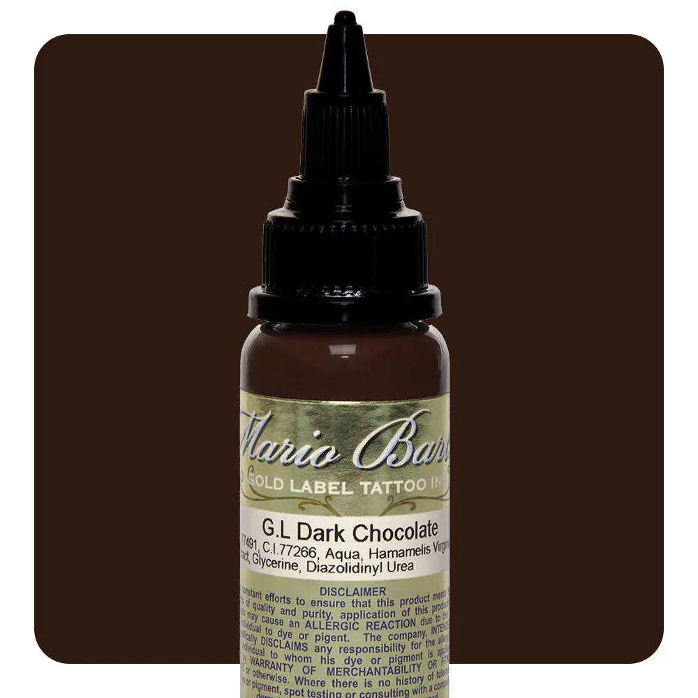 Dark Chocolate Mario Barth Gold Label — Intenze Tattoo Ink — 1oz Bottle