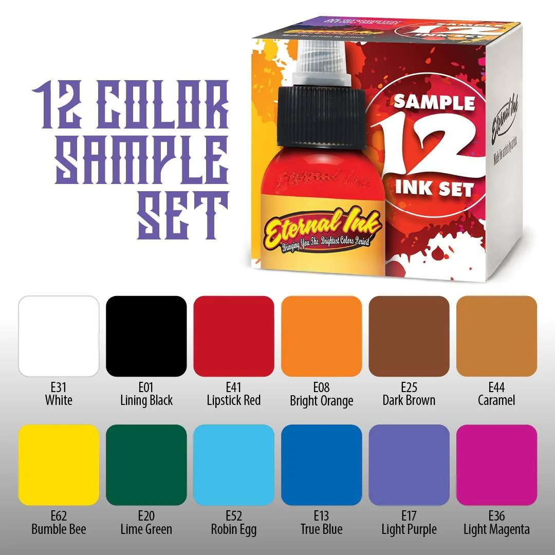 Sample Color Set of 12 - 4oz Bottles - Eternal Tattoo Ink - Image 2