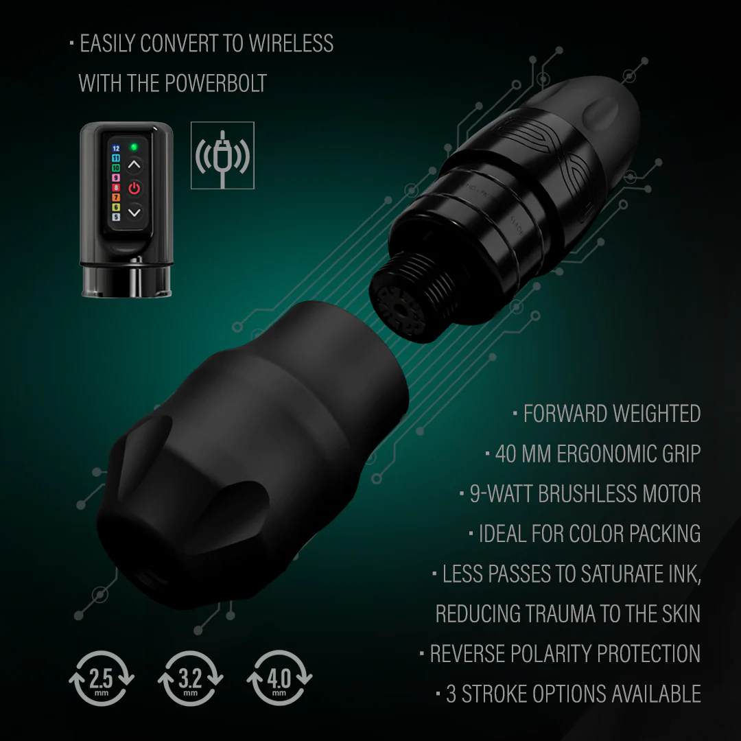FK Irons EXO Tattoo Machine with 2 PowerBolts — 4.0mm Shadow Camo - Image 3