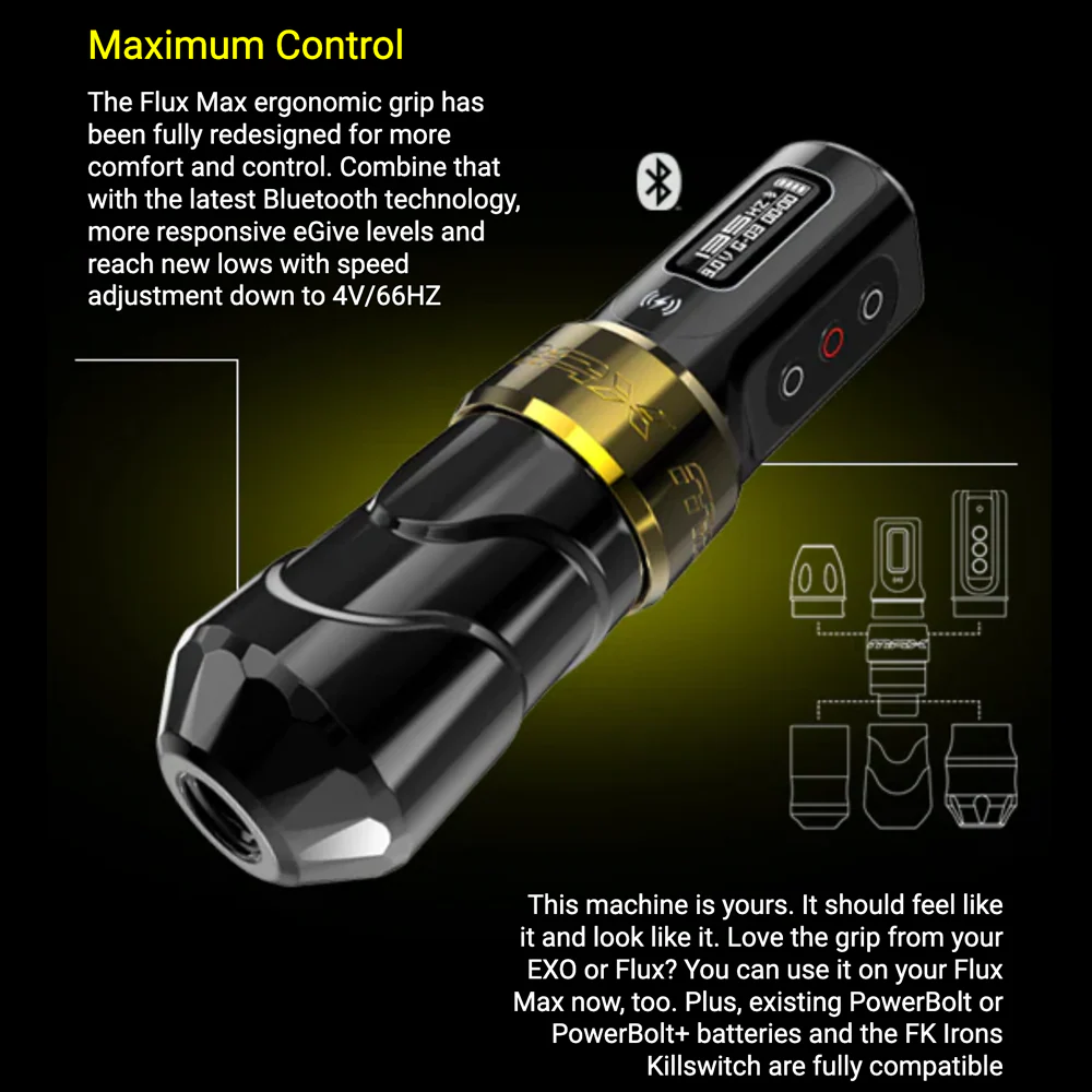 FK Irons Flux Max Tattoo Machine with 1 PowerBolt 2.0 — Pick Color and Stroke Length - Image 5