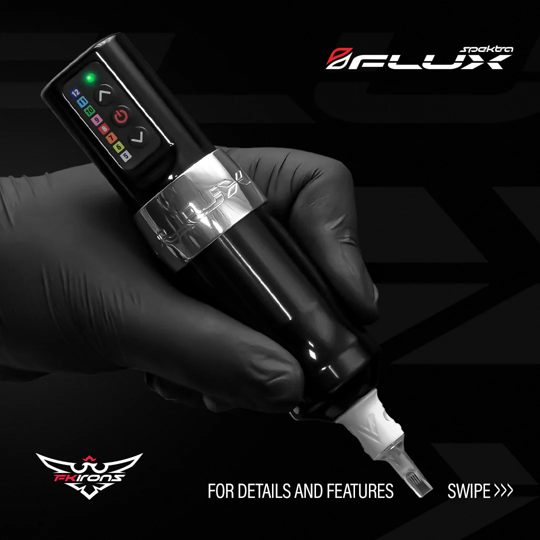FK Irons Flux Max Wireless Tattoo Machine with 1 PowerBolt II — 3.2mm Stroke — Gold Stealth - Image 16