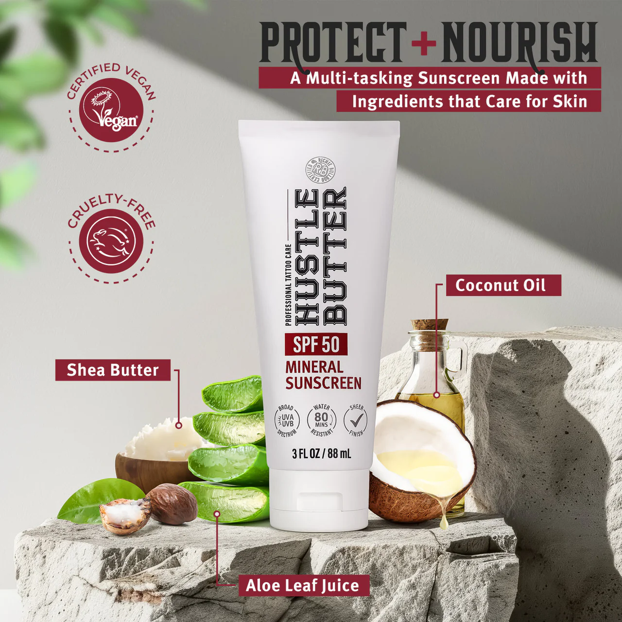 Hustle Butter Mineral Sunscreen Lotion — SPF 50 — Single or Case of 12 - Image 4