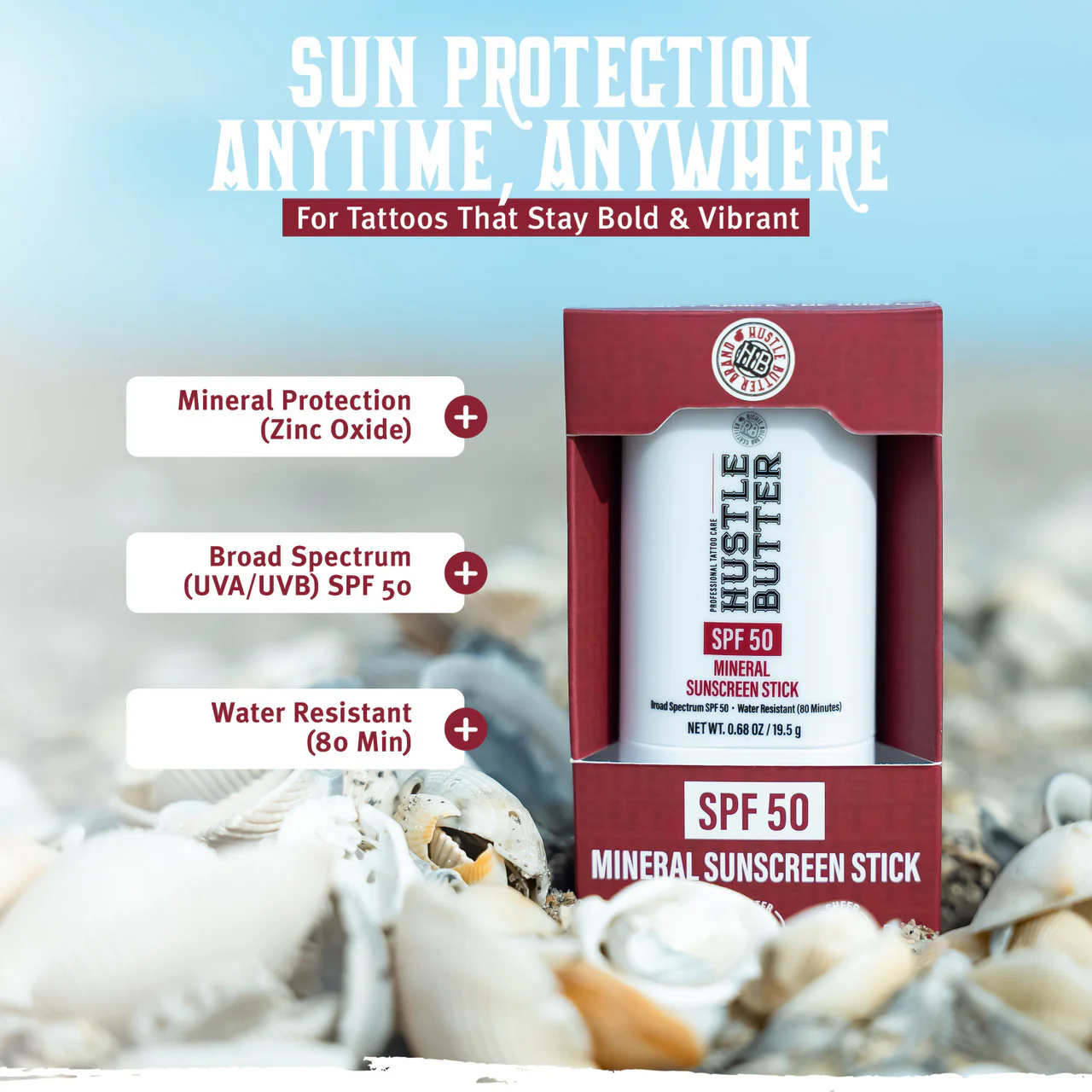 Hustle Butter Mineral Sunscreen Stick — SPF 50 — Single or Case of 12 - Image 8