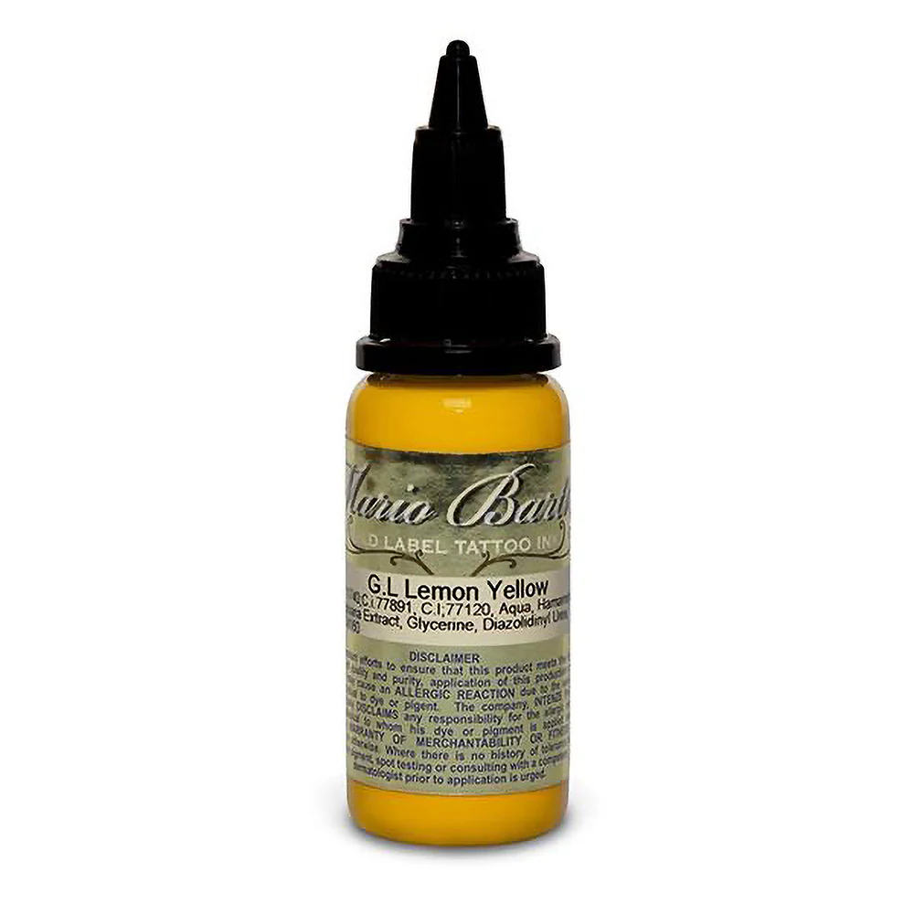 Lemon Yellow Mario Barth Gold Label — Intenze Tattoo Ink — 1oz Bottle - Image 2