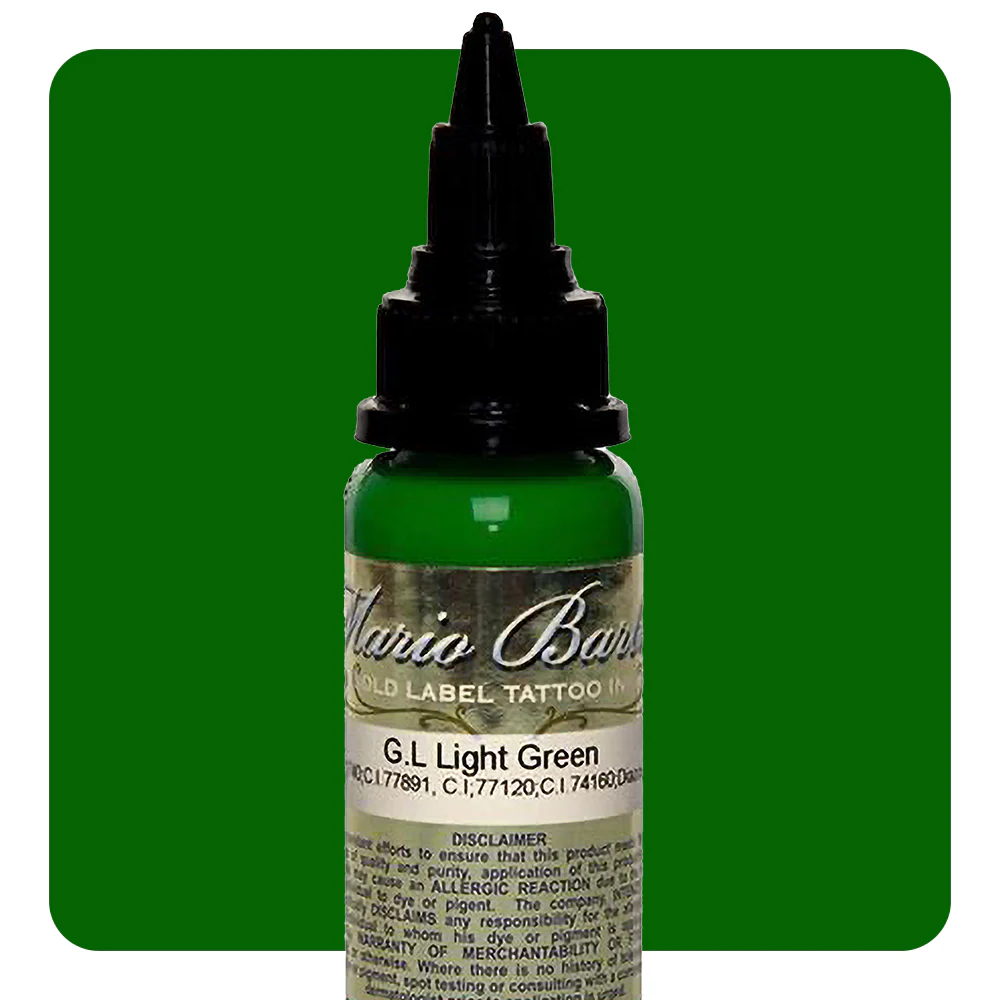 Light Green Mario Barth Gold Label — Intenze Tattoo Ink — 1oz Bottle
