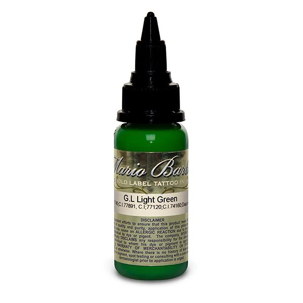 Light Green Mario Barth Gold Label — Intenze Tattoo Ink — 1oz Bottle - Image 2