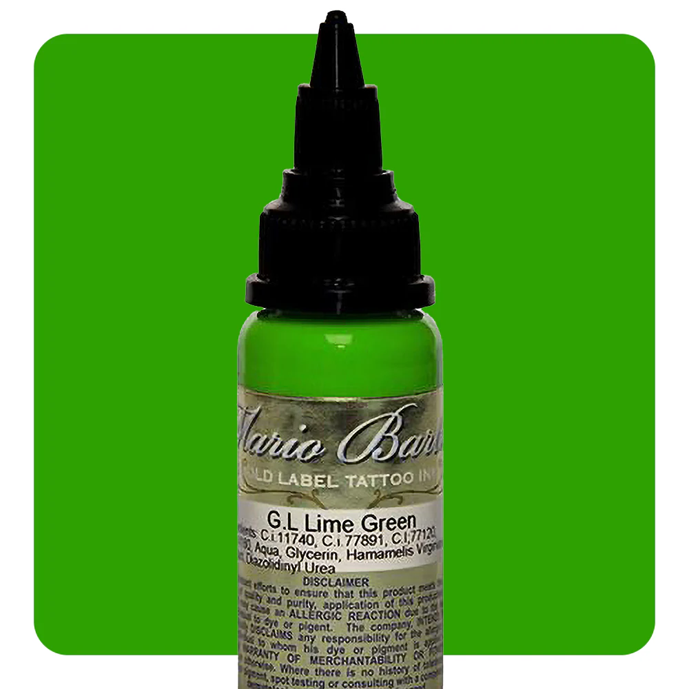 Lime Green Mario Barth Gold Label — Intenze Tattoo Ink — 1oz Bottle