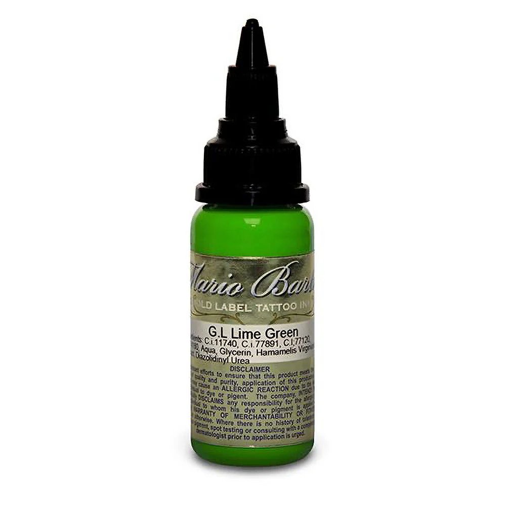 Lime Green Mario Barth Gold Label — Intenze Tattoo Ink — 1oz Bottle - Image 2