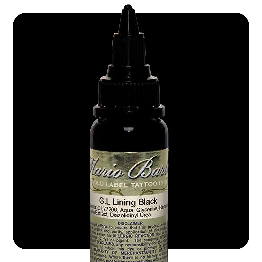Lining Black Mario Barth Gold Label — Intenze Tattoo Ink — 1oz Bottle