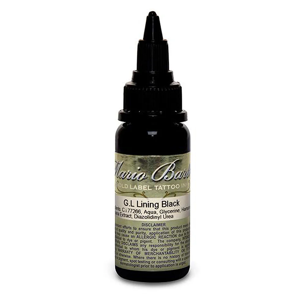 Lining Black Mario Barth Gold Label — Intenze Tattoo Ink — 1oz Bottle - Image 2