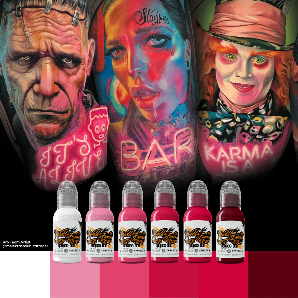 Melek Tastekin Pink Neon Effect Series — World Famous Tattoo Ink — 1oz - Image 3