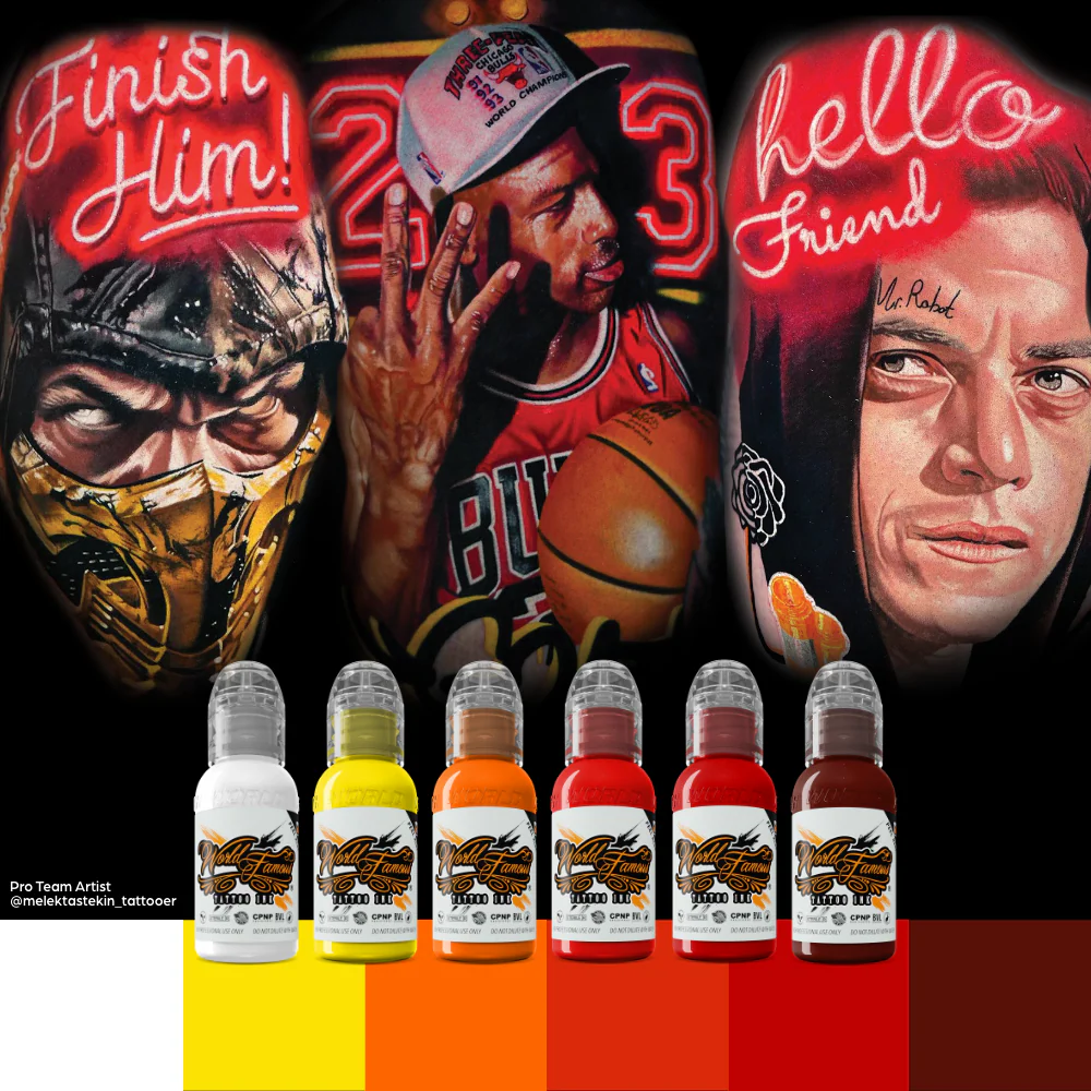 Melek Tastekin Red Neon Effect Series — World Famous Tattoo Ink — 1oz - Image 3