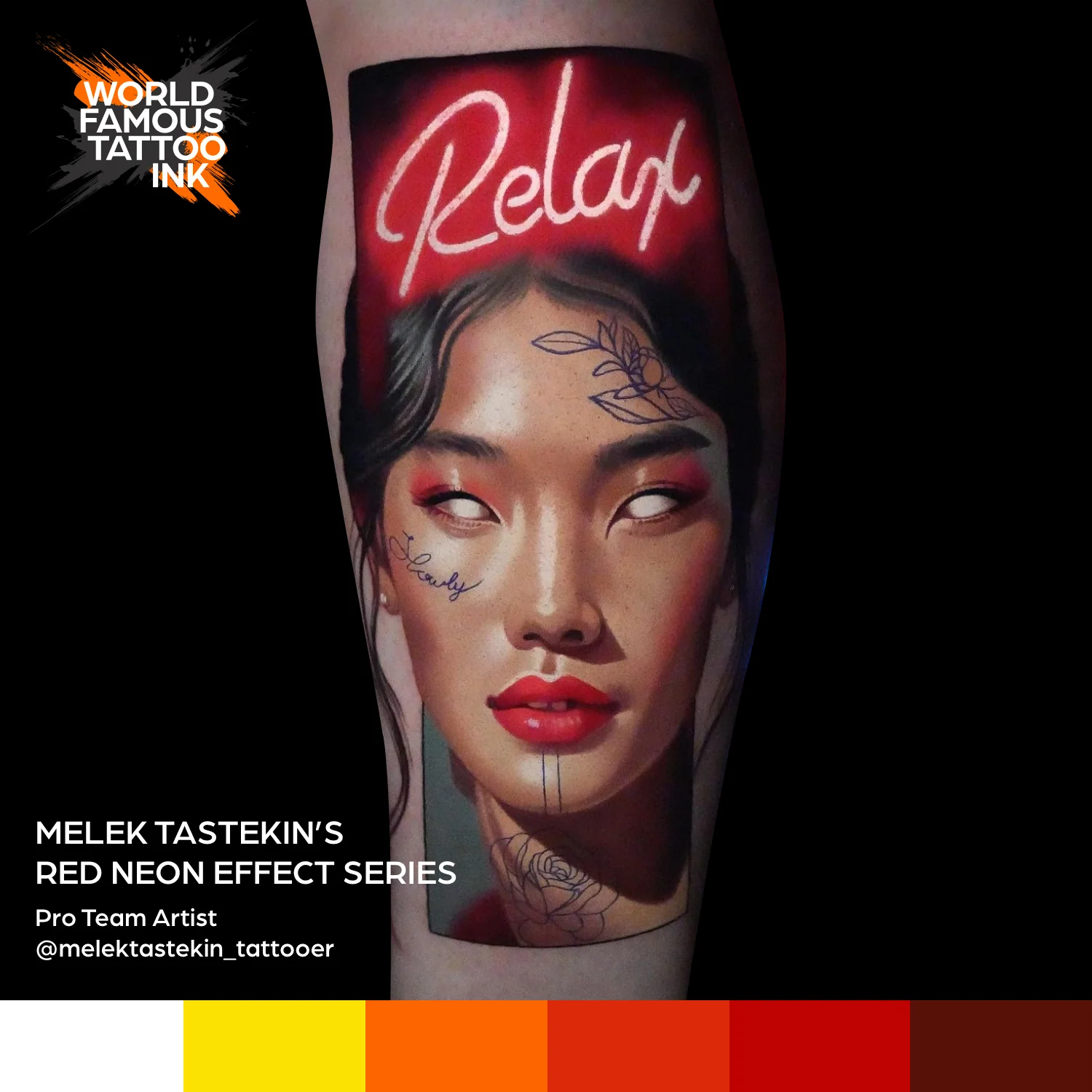 Melek Tastekin Red Neon Effect Series — World Famous Tattoo Ink — 1oz - Image 7