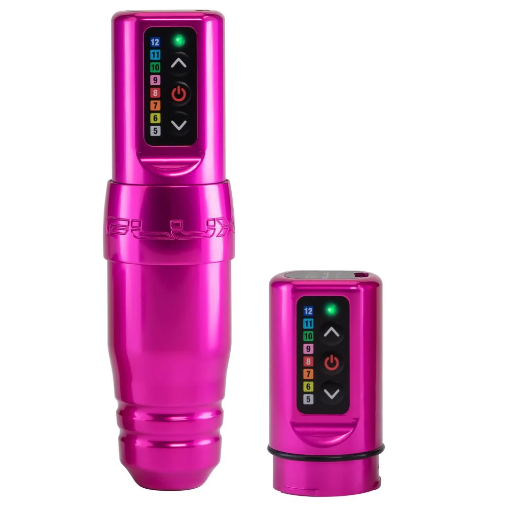 Microbeau Flux S Wireless Tattoo Machine with 2 PowerBolts — Bubblegum