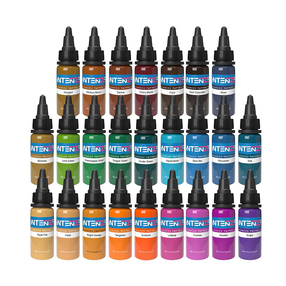 New 1/2oz Color Set - Intenze Tattoo Ink - 25 Bottles