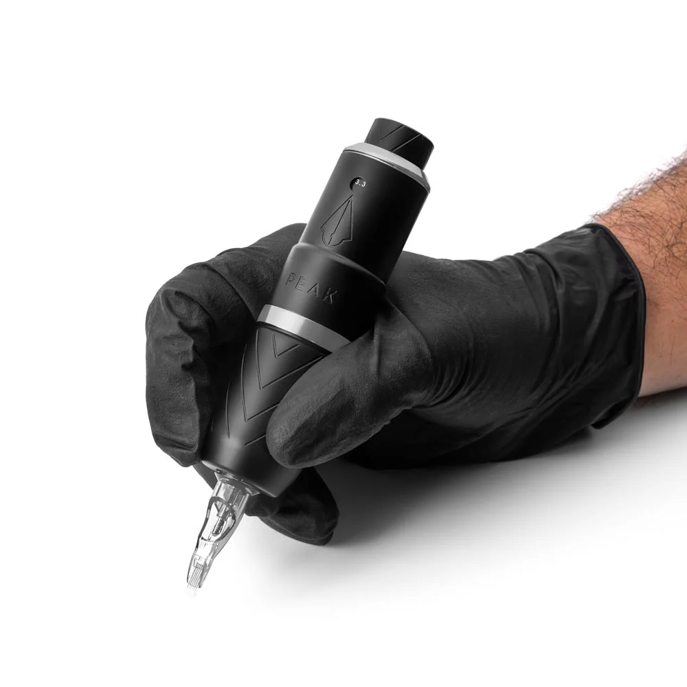 Peak Proteus Pen Tattoo Machine – Matte Black with Glossy Gray Ring - Image 3