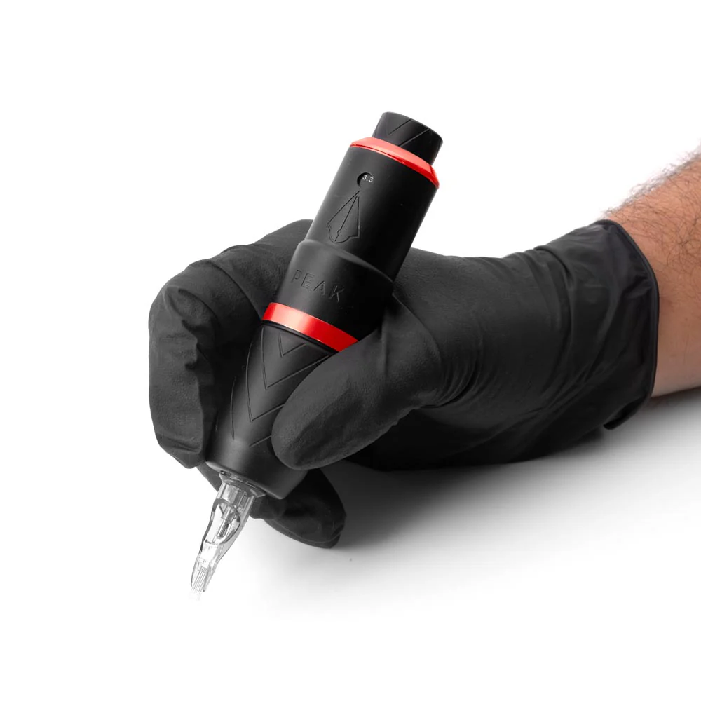 Peak Proteus Pen Tattoo Machine – Matte Black with Glossy Red Ring - Image 3