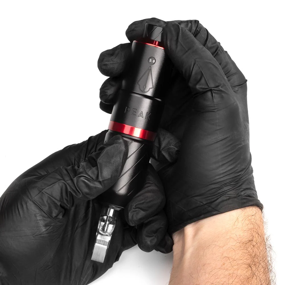 Peak Proteus Pen Tattoo Machine – Matte Black with Glossy Red Ring - Image 4