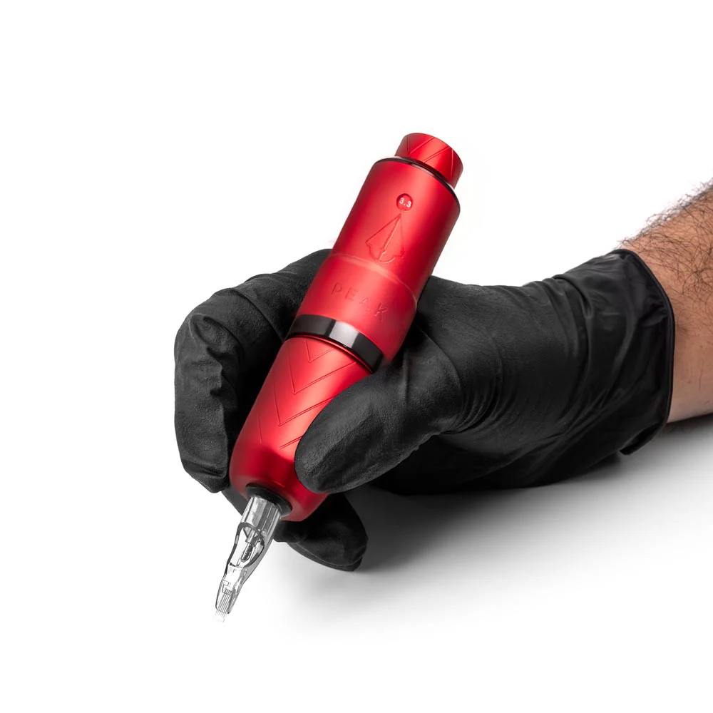 Peak Proteus Pen Tattoo Machine – Matte Red with Glossy Black Ring - Image 3