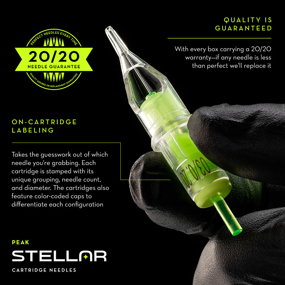 Peak Stellar Needle Cartridges — Bugpin Round Liners — Box of 20 - Image 4