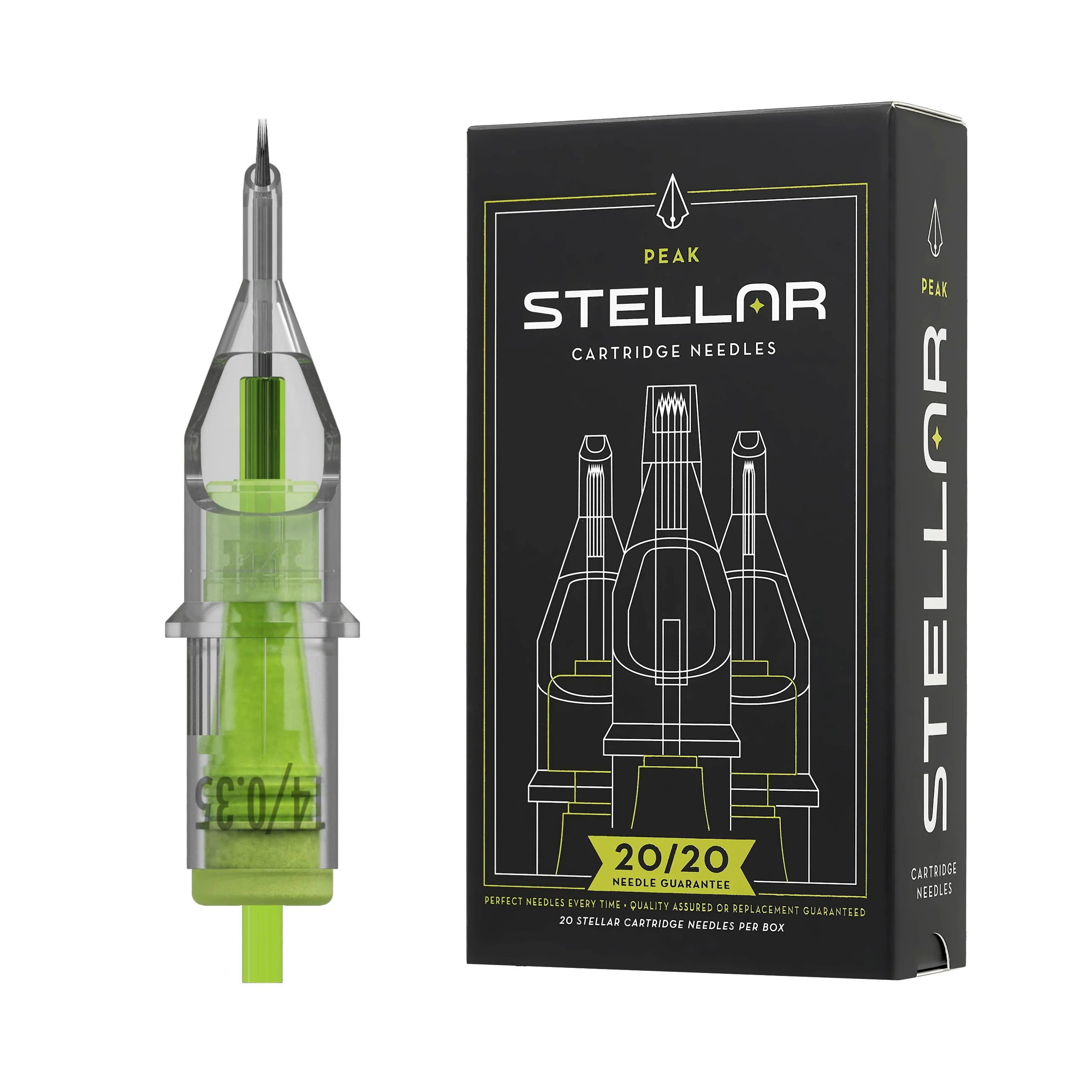 Peak Stellar Needle Cartridges — Textured Round Liners — Box of 20