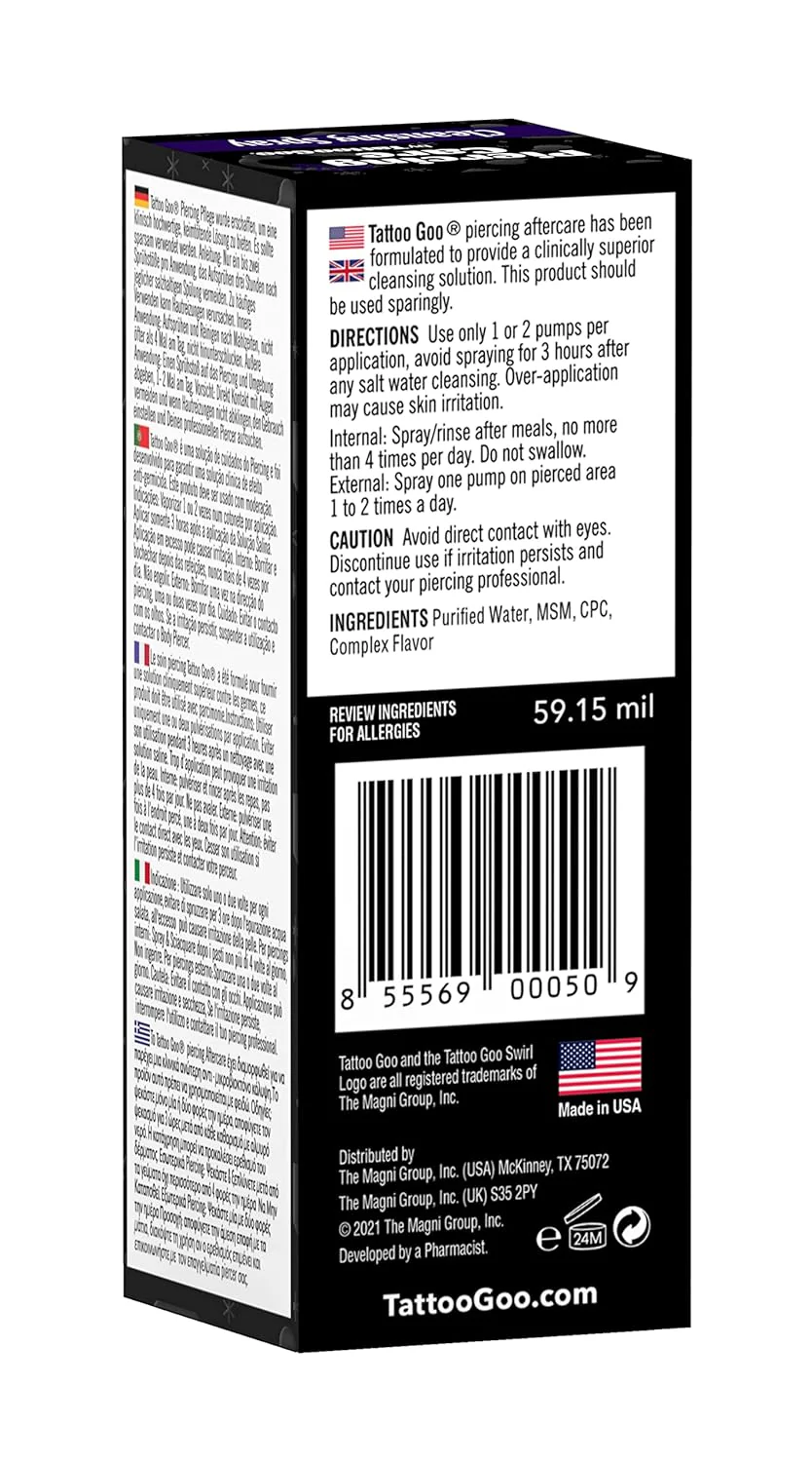 Piercing Care Cleansing Spray by Tattoo Goo — 2oz Bottle — Single or Case of 12 - Image 5
