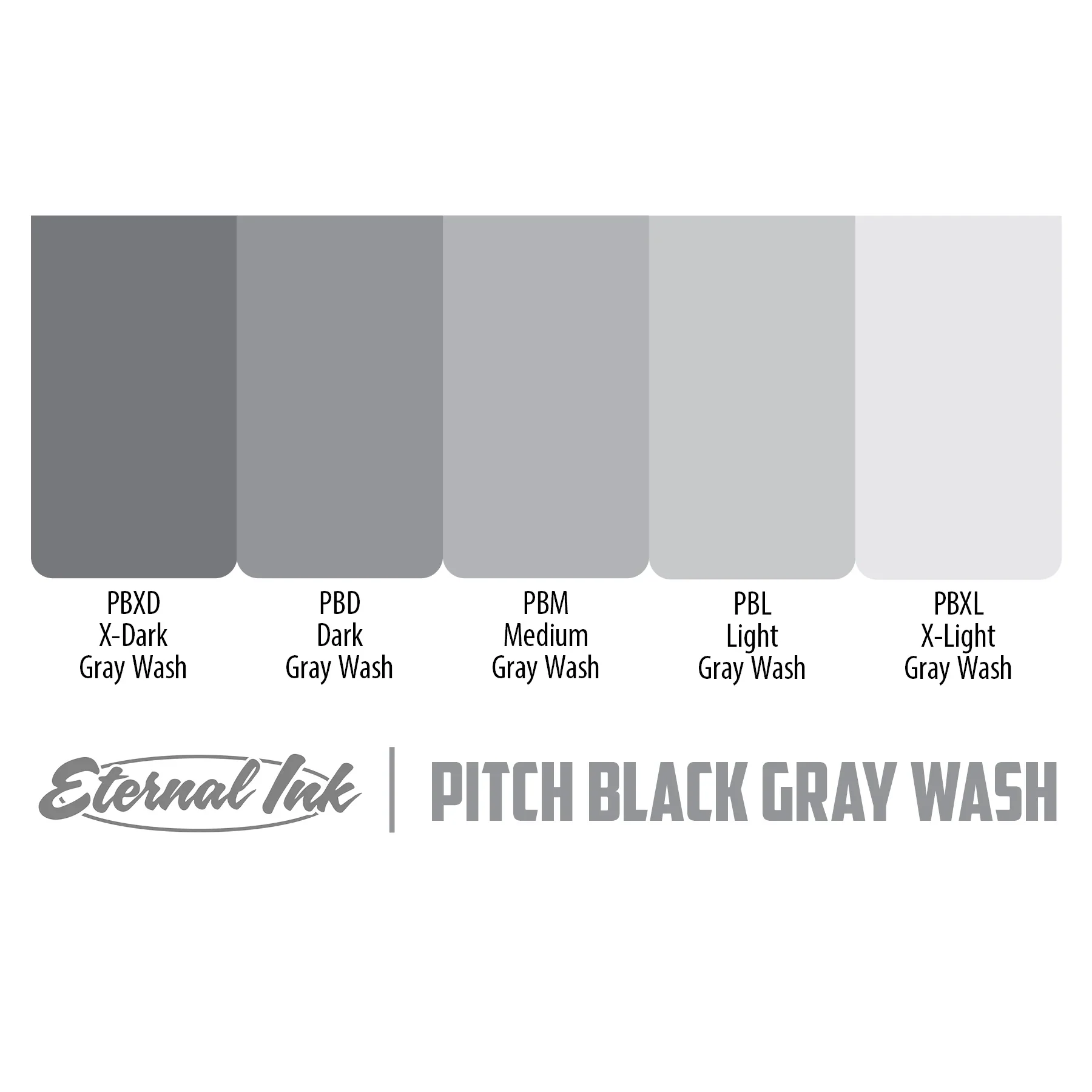 Pitch Black Gray Wash Set of 5 — Eternal Ink — Pick Size - Image 2