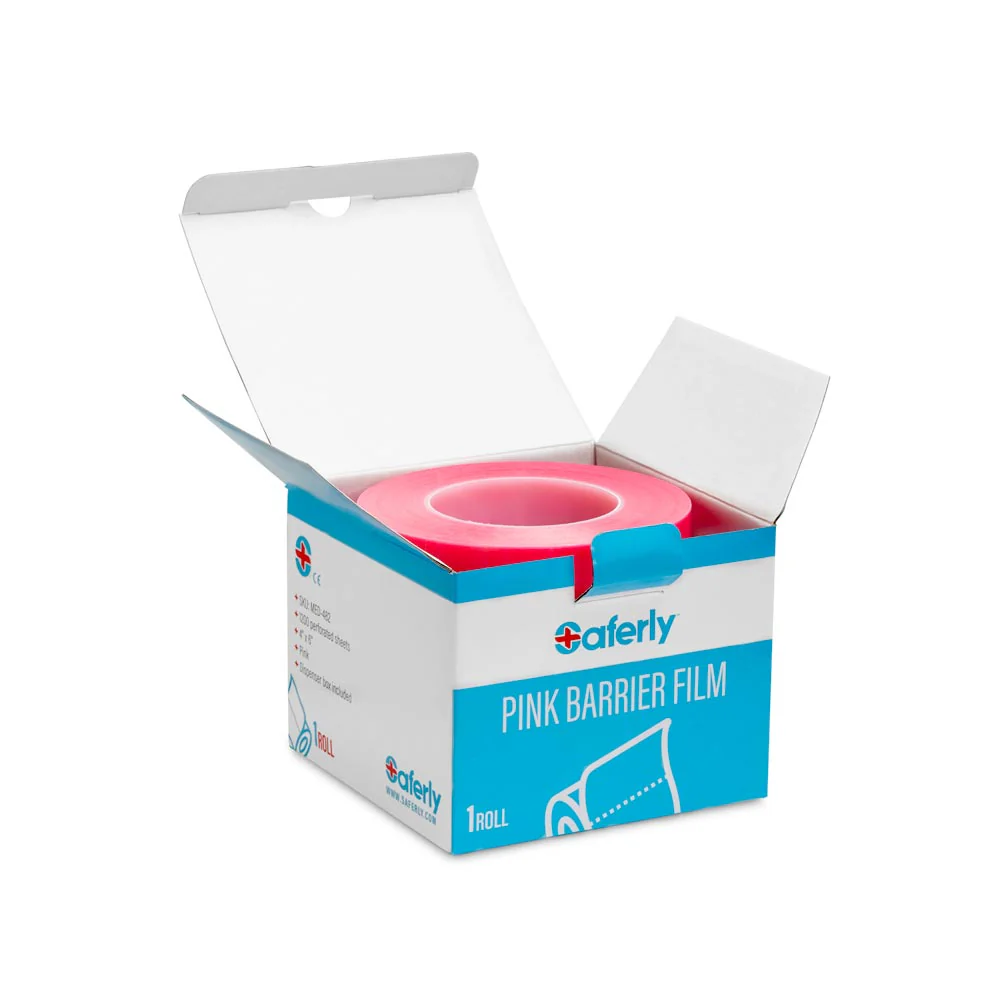 Saferly Medical Pink Barrier Film — 4" x 6" — One Roll of 1200 Perforated Sheets - Image 3