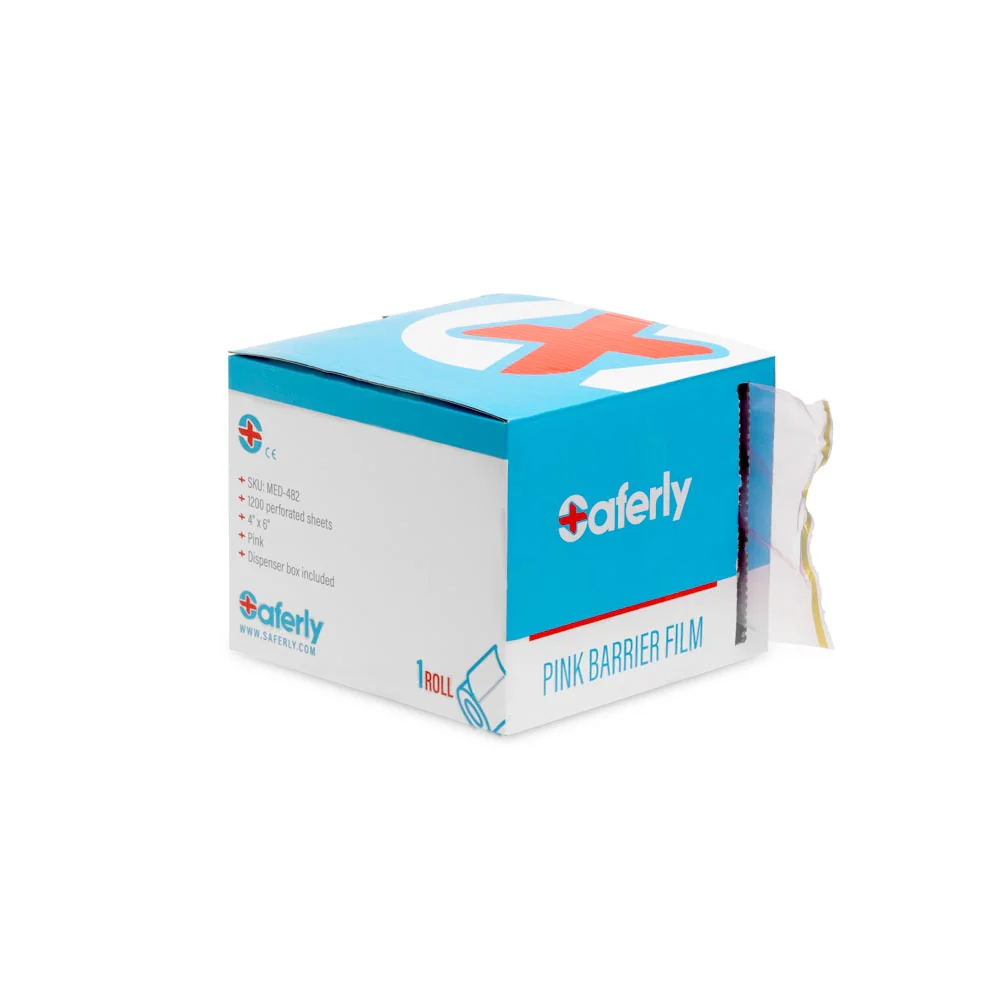 Saferly Medical Pink Barrier Film — 4" x 6" — One Roll of 1200 Perforated Sheets - Image 4