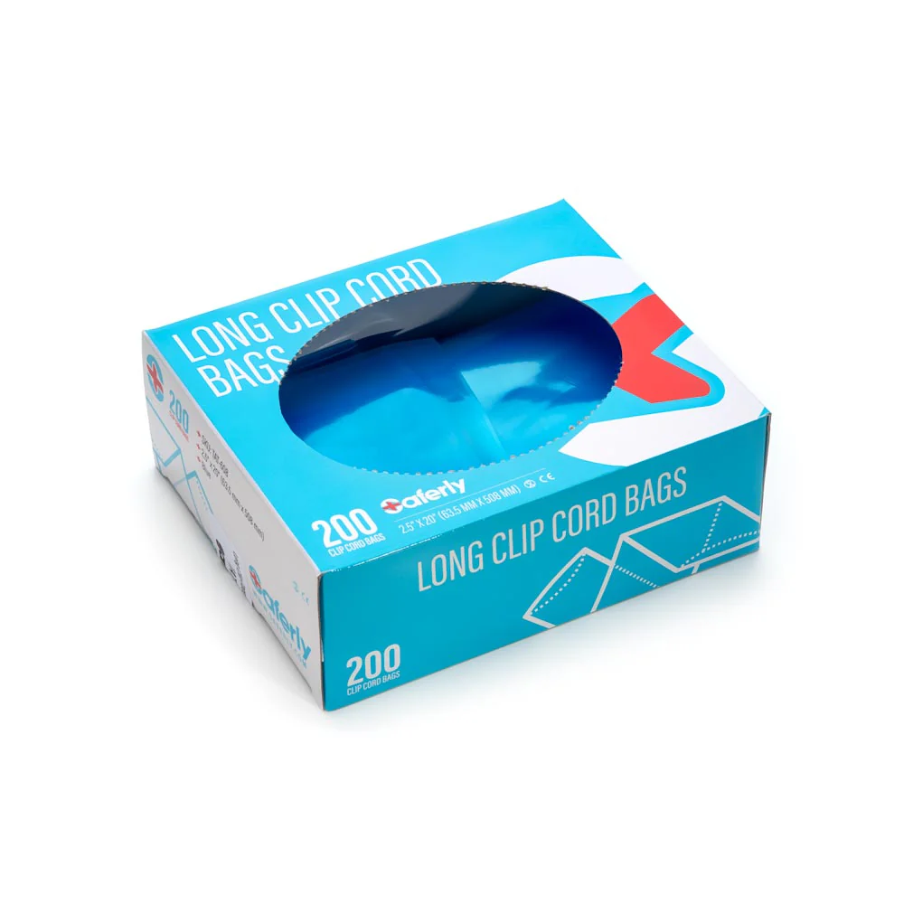 Saferly 20" Clip Cord Sleeves + Machine Bags — Blue — Box of 200 - Image 3