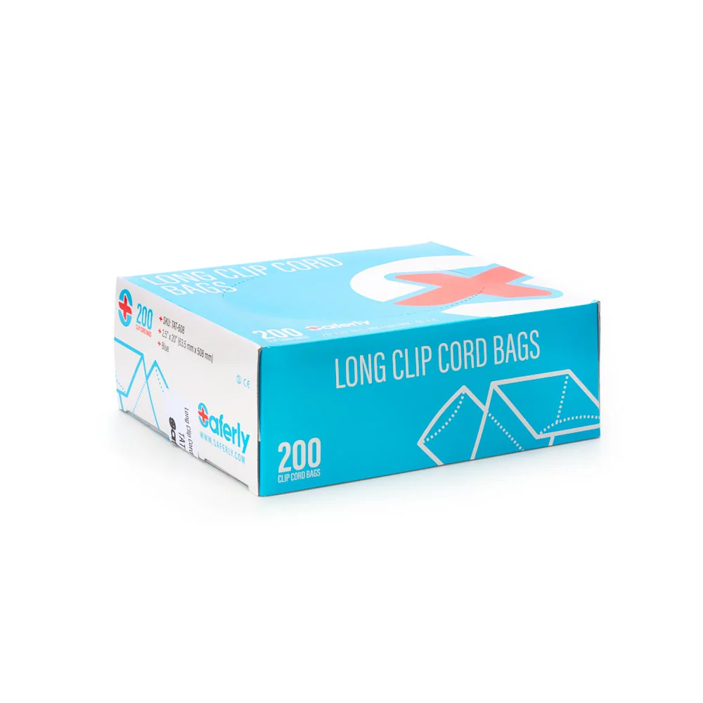 Saferly 20" Clip Cord Sleeves + Machine Bags — Blue — Box of 200 - Image 4