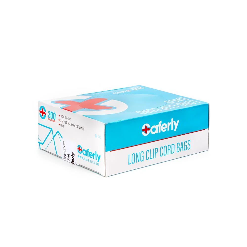 Saferly 20" Clip Cord Sleeves + Machine Bags — Blue — Box of 200 - Image 5