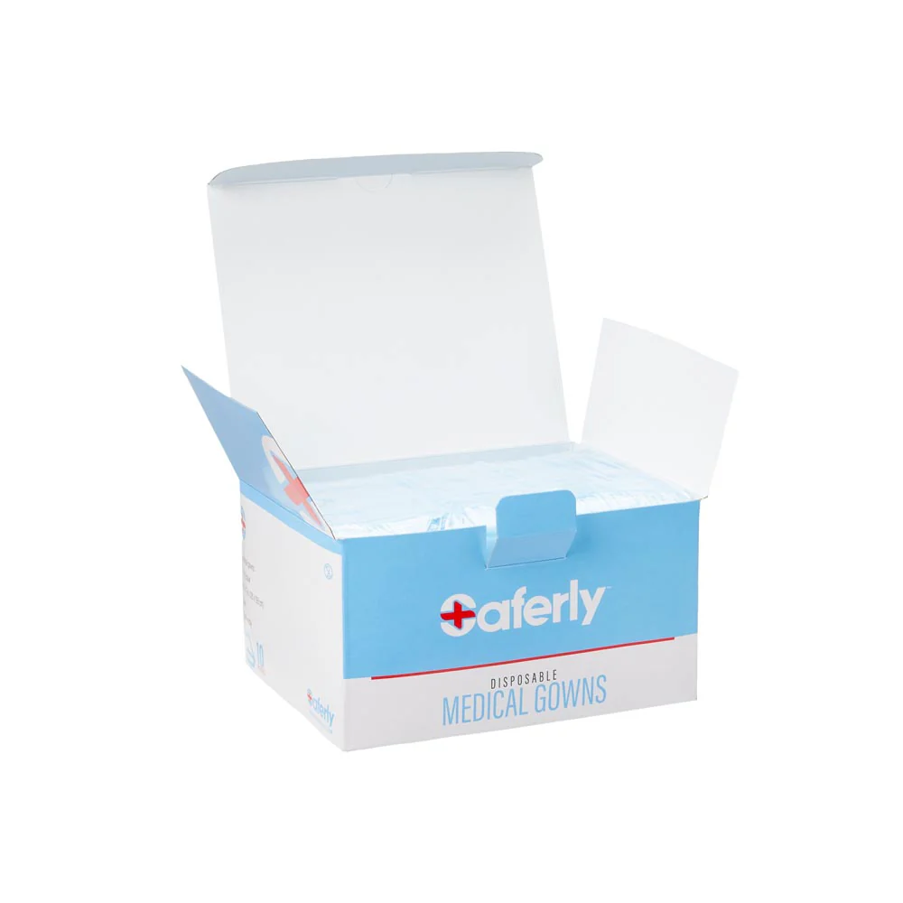 Saferly Disposable Blue Medical Gowns — Box of 10 - Image 2
