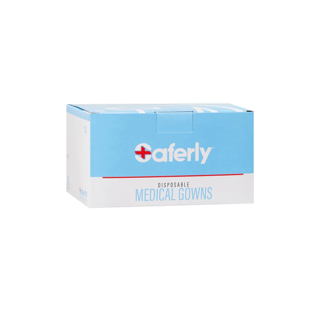 Saferly Disposable Blue Medical Gowns — Box of 10 - Image 3