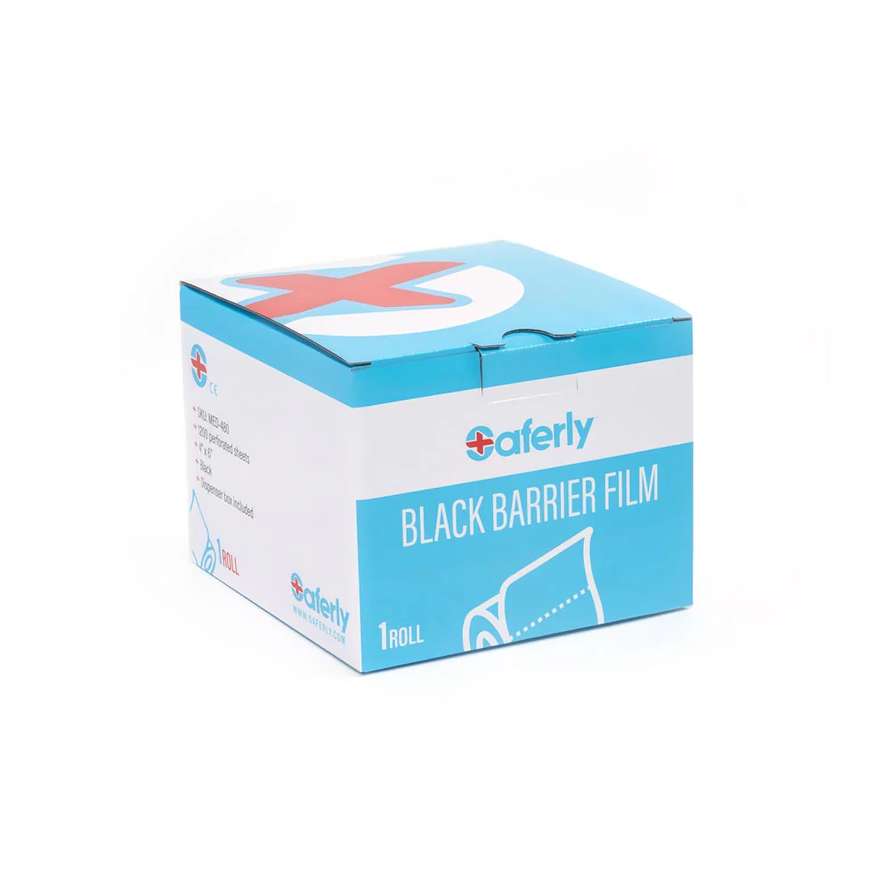 Saferly Medical Black Barrier Film — 4" x 6" — One Roll of 1200 Perforated Sheets - Image 4