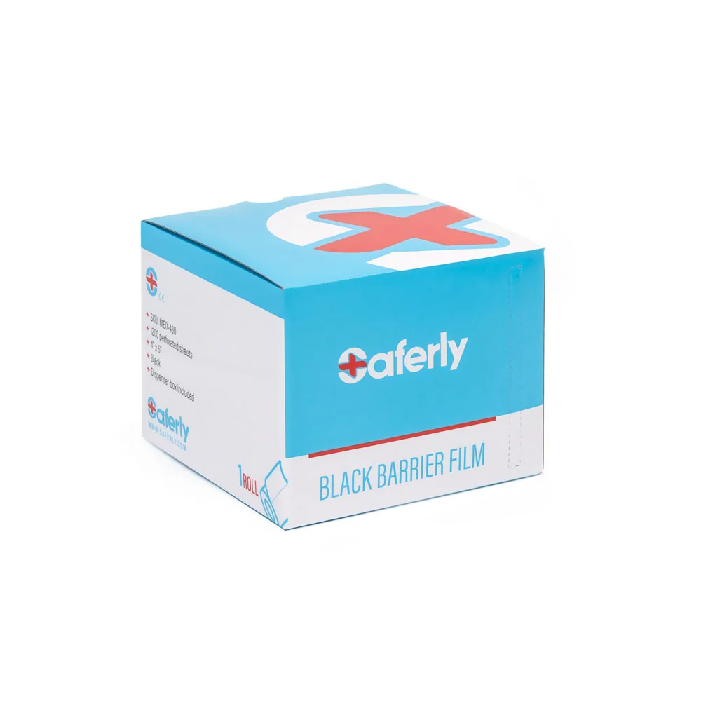 Saferly Medical Black Barrier Film — 4" x 6" — One Roll of 1200 Perforated Sheets - Image 5