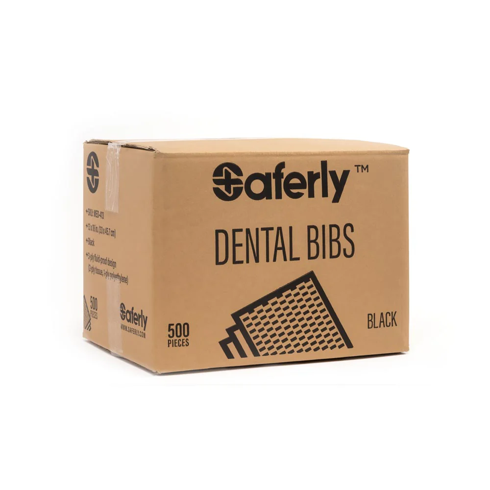 Saferly Medical Black Dental Bibs — 13” x 18” — Case of 500 - Image 4