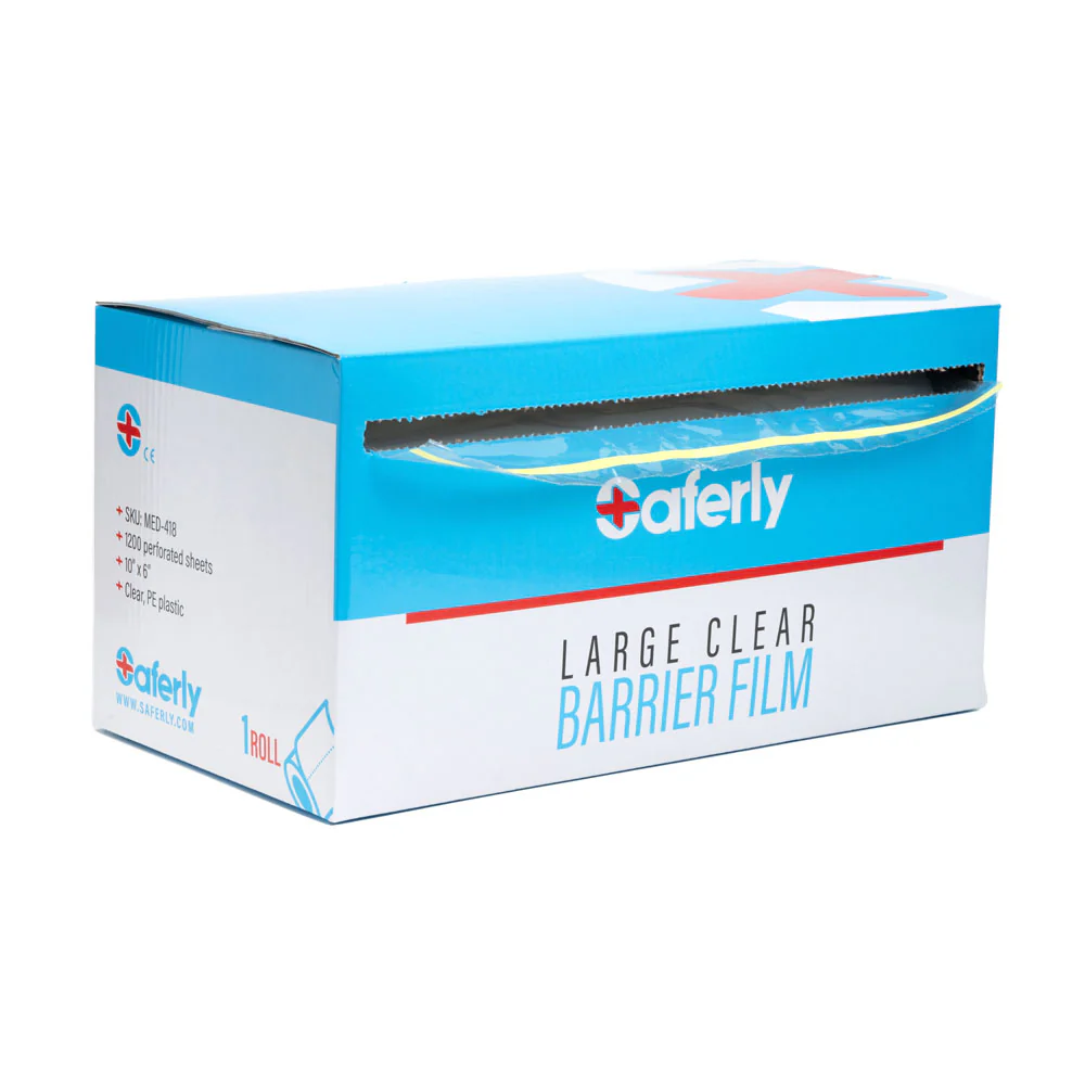 Saferly Medical Clear Barrier Film — 10" x 6" — One Roll of 1200 Perforated Sheets - Image 2