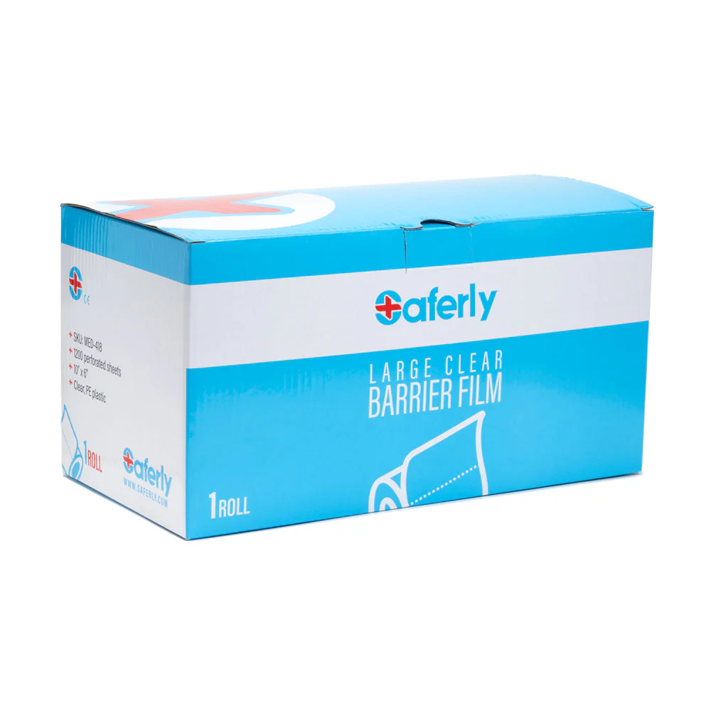 Saferly Medical Clear Barrier Film — 10" x 6" — One Roll of 1200 Perforated Sheets - Image 3