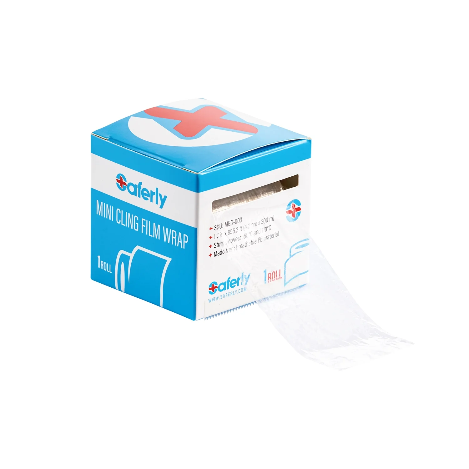 Saferly Medical Mini Cling Film Wrap — 4.2cm x 200m Roll - Image 4