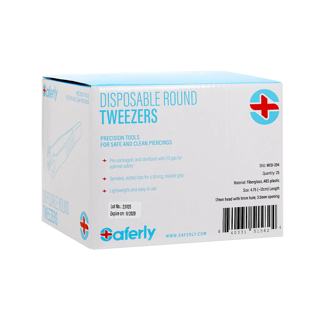 Saferly Medical Sterilized Round Tweezers - Single or Case of 25 - Image 6