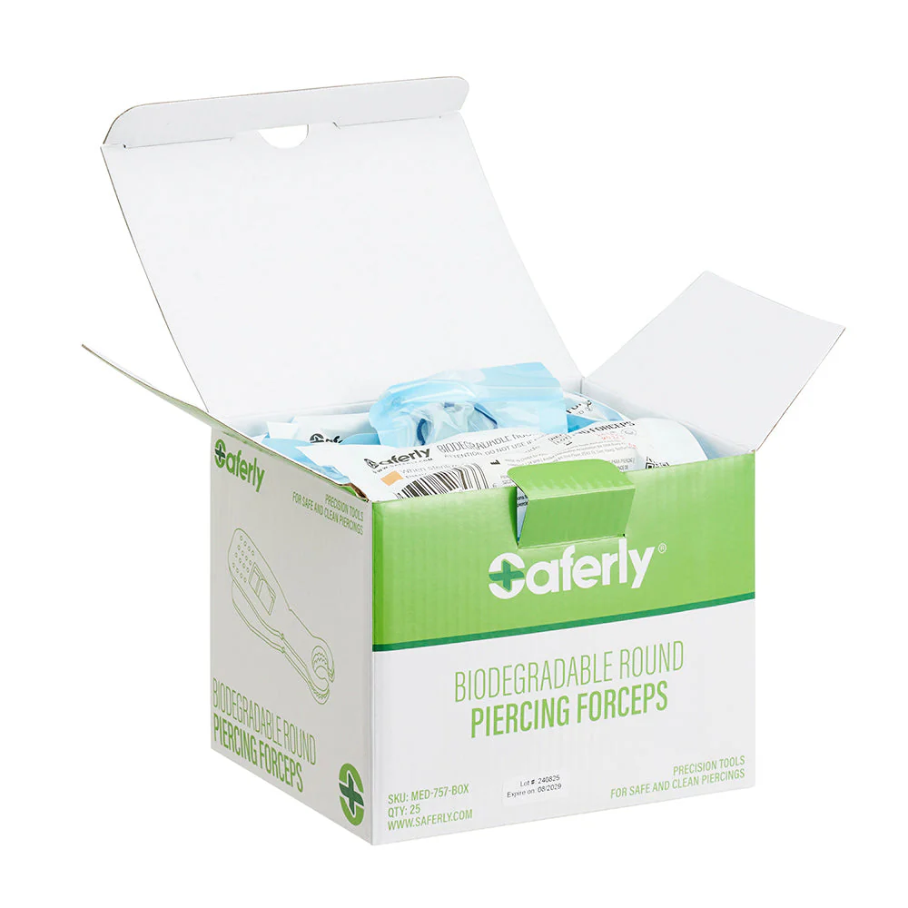 Saferly Round Biodegradable Piercing Forceps — Box of 25 - Image 3