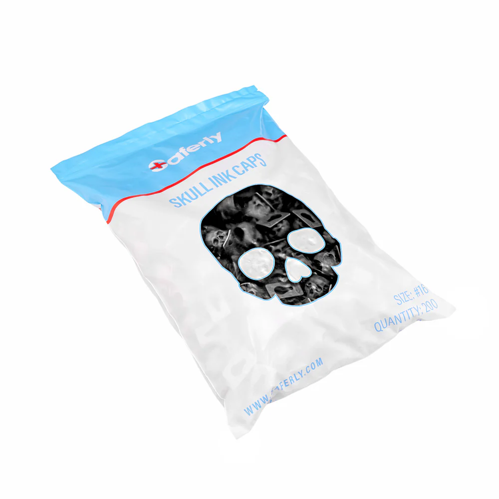 Saferly Skull Silicone Ink Caps —Size #16 (Large) — Bag of 200 — Pick Color - Image 16
