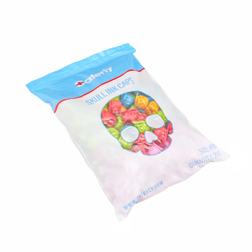 Saferly Skull Silicone Ink Caps —Size #16 (Large) — Bag of 200 — Pick Color - Image 20